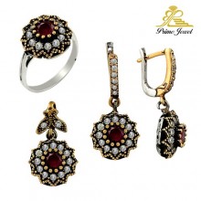 Gümüş Otantik Taşlı Set